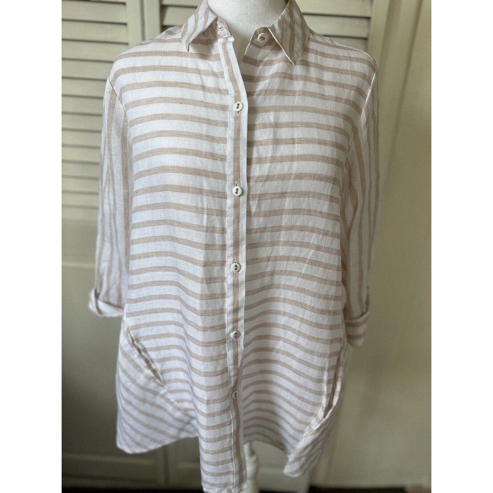 Fox Croft Carlene Women’s Button Up Linen Shirt S… - image 3